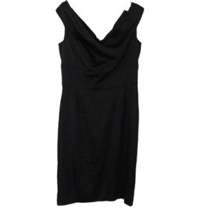 White House Black Market WHBM size 10 black satin dress with stretch